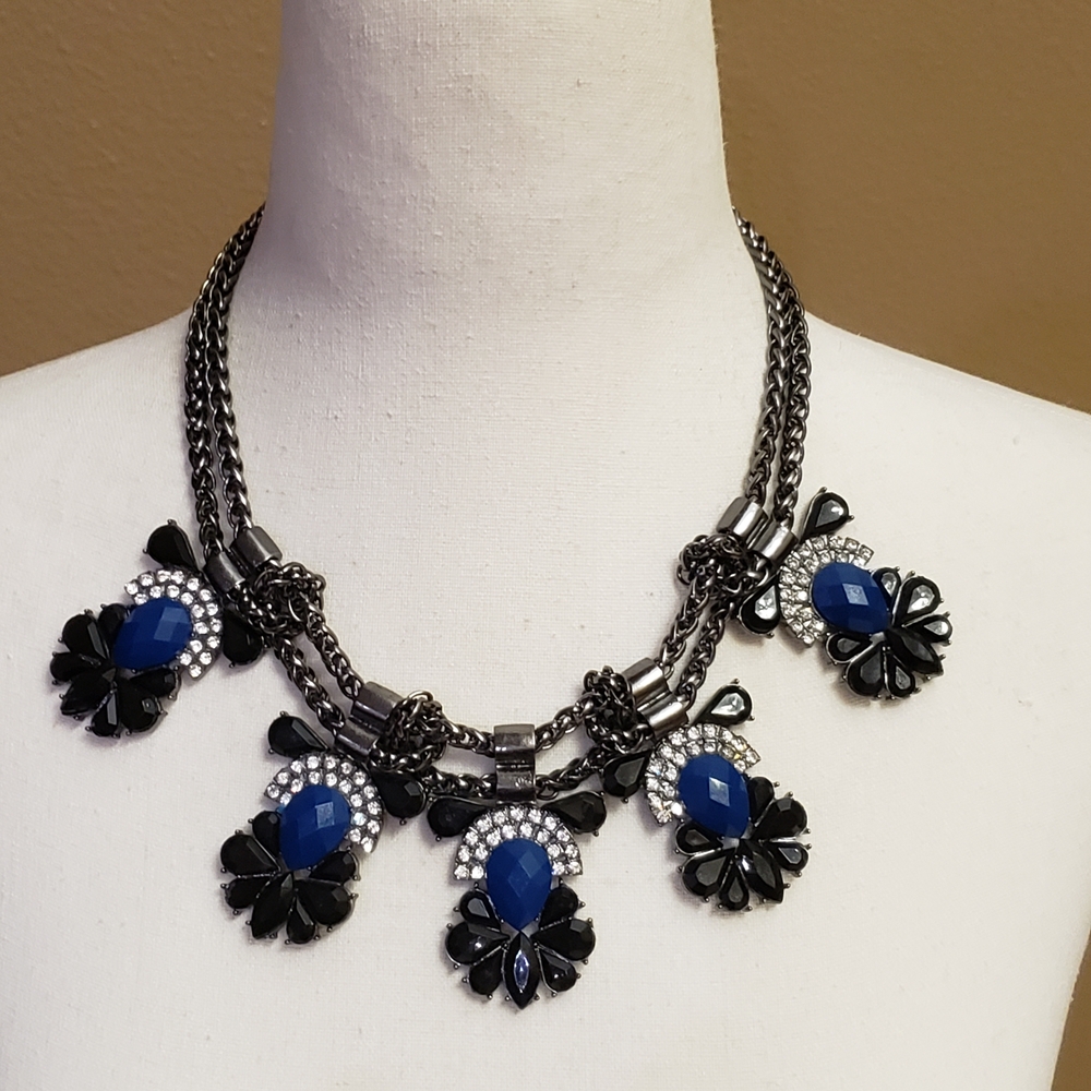 Black and Blue Floral Necklace